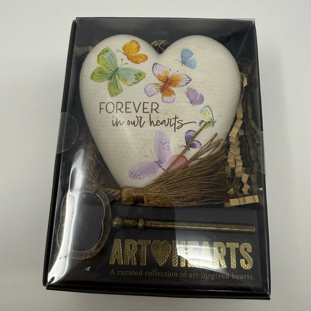 Demdaco Art Hearts Forever in Our Hearts Butterfly Sculpted Heart Keepsake Gift